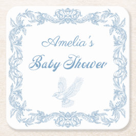 Regal Dusty Blue Baroque Lijst Baby shower Kartonnen Onderzetters