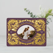 Regal Ebbel bewaart het Lijst Datum foto Folie Uitnodiging (Staand Voorkant)