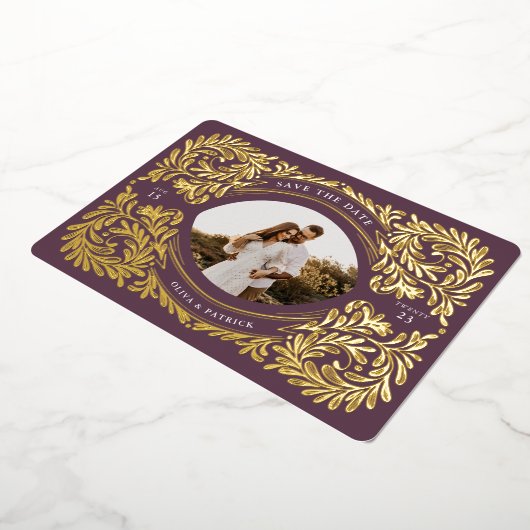 Regal Ebbel bewaart het Lijst Datum foto Folie Uitnodiging (Gedraaid)