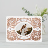 Regal Ebbel Save the Date Photo Lijst Paars Folie Uitnodiging (Staand Voorkant)