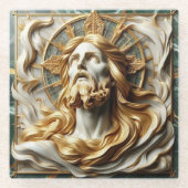 Regal eerbied Jezus in goud Glazen Onderzetter (Voorkant)