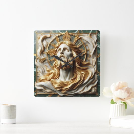 Regal eerbied Jezus in goud Vierkante Klok (Huis)