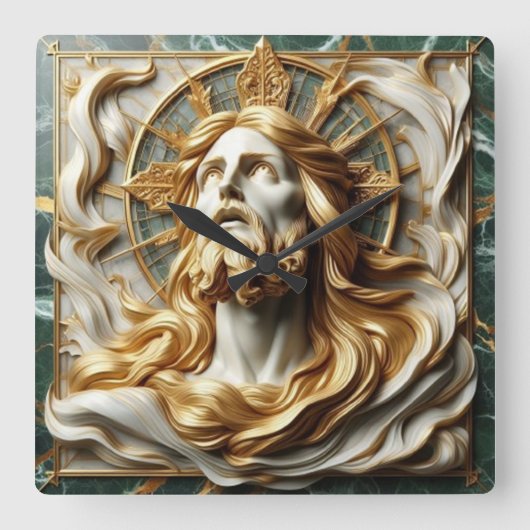 Regal eerbied Jezus in goud Vierkante Klok (Voorkant)