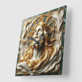 Regal eerbied Jezus in goud Vierkante Klok (Hoek)