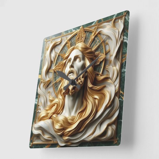 Regal eerbied Jezus in goud Vierkante Klok (Hoek)