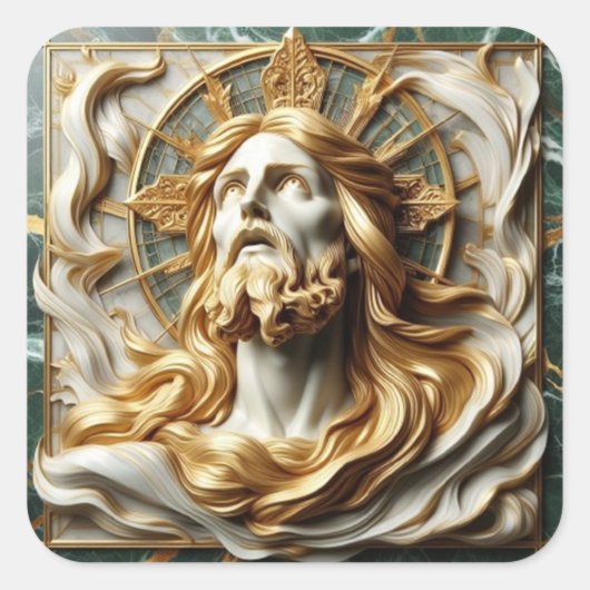 Regal eerbied Jezus in goud Vierkante Sticker (Voorkant)