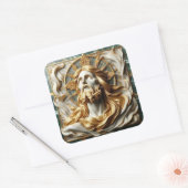 Regal eerbied Jezus in goud Vierkante Sticker (Envelop)