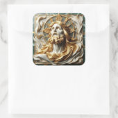 Regal eerbied Jezus in goud Vierkante Sticker (Tas)