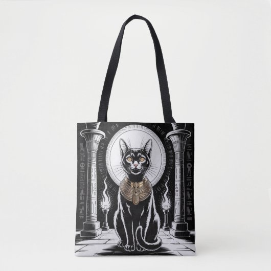 Regal Egyptian Black Cat Art Tote Bag (Voorkant)