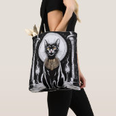 Regal Egyptian Black Cat Art Tote Bag (Dichtbij)