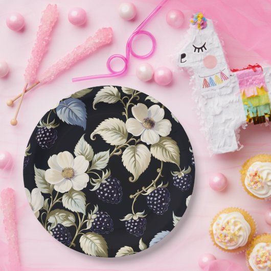 Regal Elegance Blackberry & Blooms Papieren Bordje (Feest)
