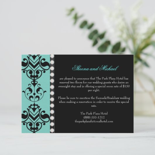 Regal Elegance Custom Wedding Accommodding Card Kaart (Staand voorkant)