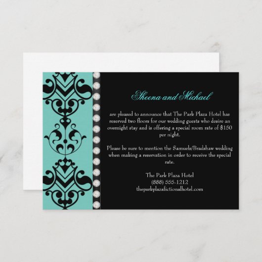Regal Elegance Custom Wedding Accommodding Card Kaart (Voorkant / Achterkant)