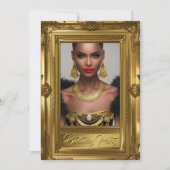 Regal Elegant Photo Birthday Party Gold Lijst Kaart (Voorkant)