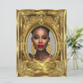 Regal Elegant Photo Birthday Party Gold Pareltjes Kaart (Staand voorkant)