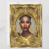 Regal Elegant Photo Birthday Party Gold Pareltjes Kaart (Voorkant)