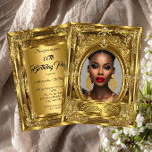 Regal Elegant Photo Birthday Party Gold Pareltjes Kaart
