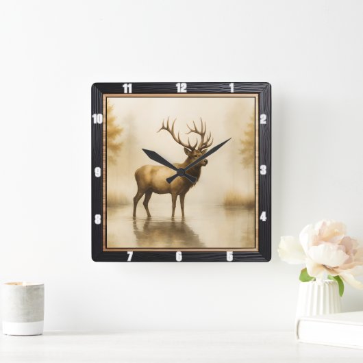 Regal Elk Misty Water Vierkante Klok (Huis)