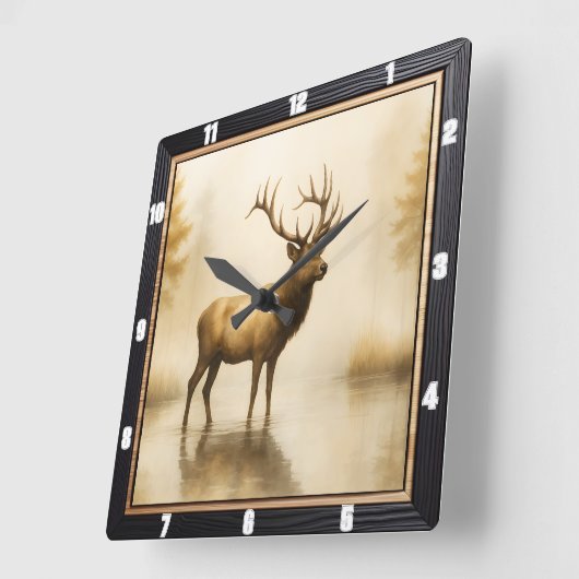 Regal Elk Misty Water Vierkante Klok (Hoek)