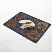 Regal Embellish Save the Date Photo Navy Folie Uitnodiging (Gedraaid)