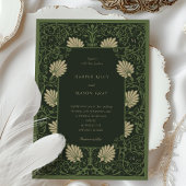 Regal Emerald Groen Antiek Goud Barok Bruiloft Kaart