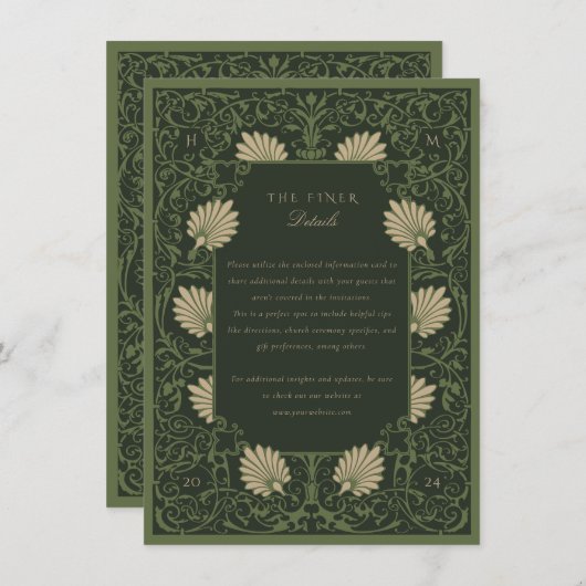 Regal Emerald Groen Antiek Goud Barok Details Kaart (Voorkant / Achterkant)