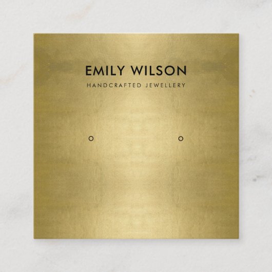 REGAL FAUX GOLD FOIL STUD EARRING DISPLAY LOGO VIERKANTE VISITEKAARTJE (Voorkant)