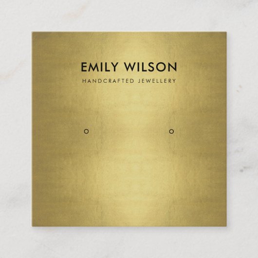 REGAL FAUX GOLD FOIL STUD EARRING DISPLAY LOGO VIERKANTE VISITEKAARTJE (Voorkant)