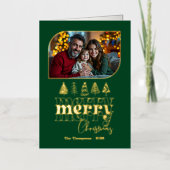 Regal Festive Hand Drawn Merry Christmas Photo Folie Feestdagenkaart (Voorkant)