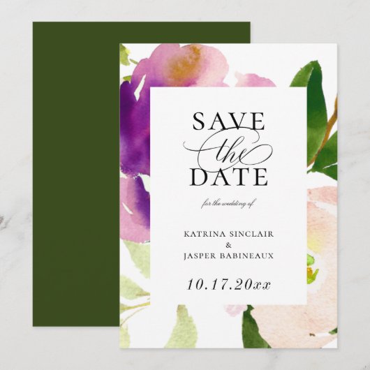 Regal Floral Blooms Save the Date Aankondiging (Voorkant / Achterkant)