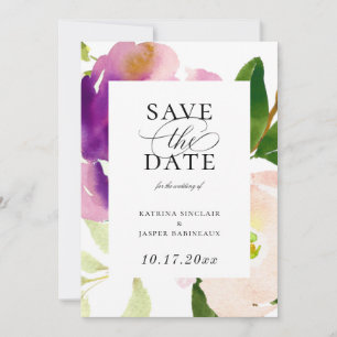 Regal Floral Blooms Save the Date Aankondiging
