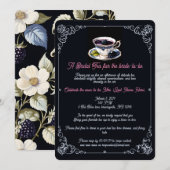 Regal Floral Elegance: Bruids Tea Party Uitnodigin Kaart (Voorkant / Achterkant)