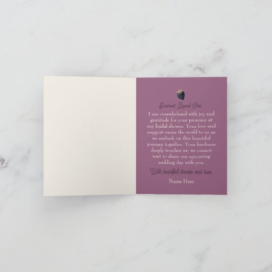 Regal Floral Elegance: Vrijgezellenfeest Bedankkaart (Binnen)