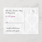 Regal Flourish Black en Pink Damask RSVP Uitnodiging Briefkaart (Achterkant)