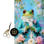 Regal Frog Bloemen Blauw Kleding Trouwdecoupage Tissuepapier