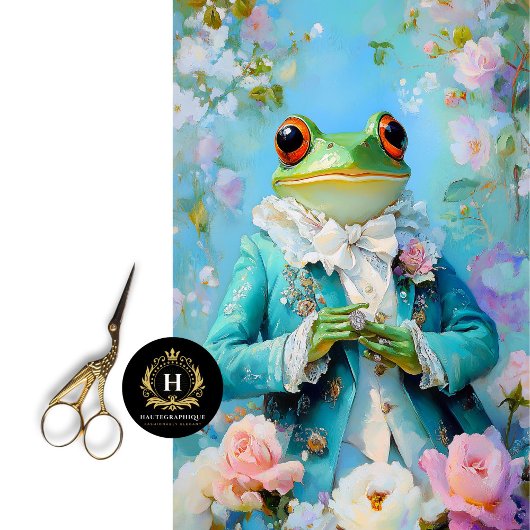 Regal Frog Bloemen Blauw Kleding Trouwdecoupage Tissuepapier