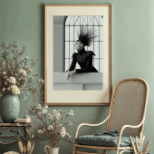 Regal Gaze: avant-garde monochrome Mode Poster