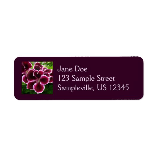 Regal Geranium Flowers Elegant Maroon Floral Lugga Etiket (Voorkant)