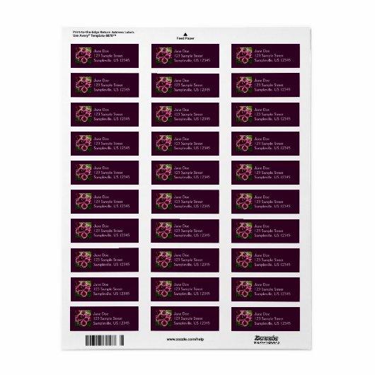 Regal Geranium Flowers Elegant Maroon Floral Lugga Etiket (Full Sheet)