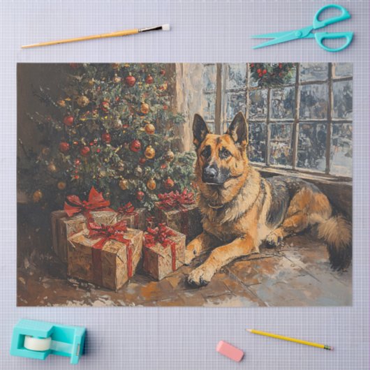 Regal German Shepherd kerstdecoupage Tissuepapier (Craft)