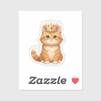 Regal Glitter Crown Cat Golden New Year Sparkle Sticker