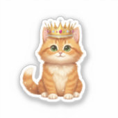 Regal Glitter Crown Cat Golden New Year Sparkle Sticker (Voorkant)