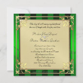 Regal Gold Filigree Green Stripe Invitation Kaart (Achterkant)