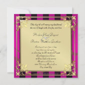 Regal Gold Filigree Pink Stripe Uitnodiging (Achterkant)