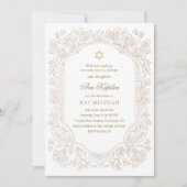 Regal Gold Floral Bat Mitzvah  Kaart (Voorkant)