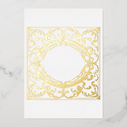 Regal Gold Foil Baroque Lijst Blank Folie Uitnodiging (Voorkant)