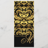 Regal Gold Monogram Damask Wedding Menu (Voorkant)