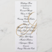 Regal Gold Monogram Damask Wedding Menu (Achterkant)