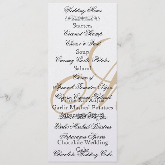 Regal Gold Monogram Red Modern Wedding Menu (Achterkant)