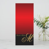 Regal Gold Monogram Red Modern Wedding Menu (Staand voorkant)